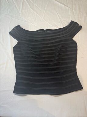 JS Collections Black Off-Shoulder Striped top